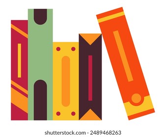 Various books, stack of books, notebooks. Set for book lovers. Read more books. Hand drawn educational vector illustration. Flat design style