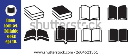 Various Books Vector Icon Set, Open book, closed book icon vector illustration, e-book, back to school, library sign, Study concept symbol. Eps 10