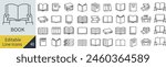 Various Books Vector Line Drawing Icon Set