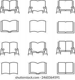 Various Books Vector Line Drawing Icon Set