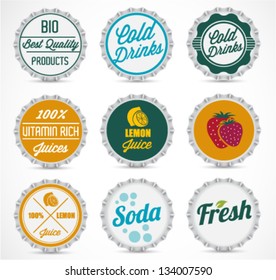 Various Bottle Cap Collection in Retro Style