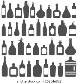 Various bottles vector silhouette icons set