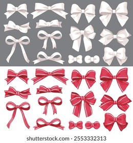 Various bow ties white and red bow ties vector stock illustration