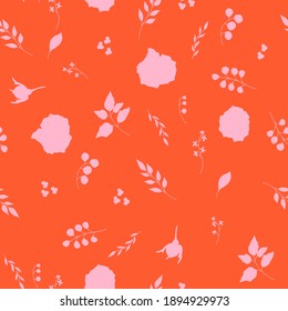 Various Branches, Flowers, Leaves. Hand drawn Vector illustration. Square repeating designs for fabric, textile, wrapping paper. 