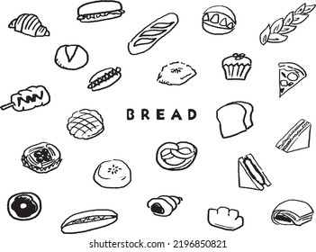 Various bread line drawing icon set