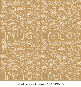 Various Breakfast icons background pattern