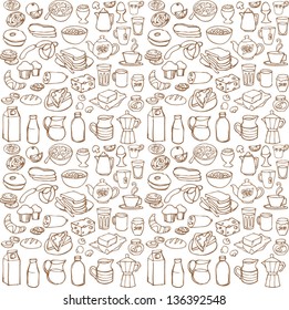 Various Breakfast icons background pattern