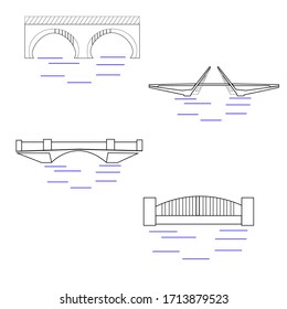 varios puentes con líneas .set de iconos de puentes