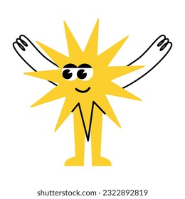 Various bright basic Geometric Figures with face emotions, hands and legs. Different shapes. Vector illustration for kids isolated on background. Cute funny ьщвукт characters.