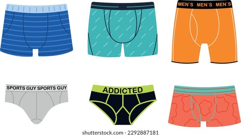 Various bright men's briefs, vector illustration