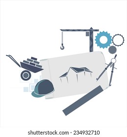 Various building icons over the white, vector illustration