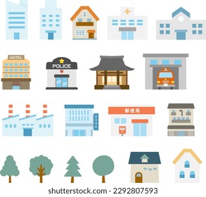 Various building set flat icon