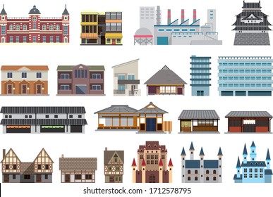 Various building simple illustration set