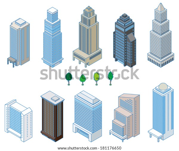 Various Building Solid Figure Stock Vector (royalty Free) 181176650