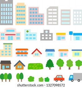 Various buildings of city set