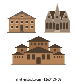 various buildings. Vector illustration on white background