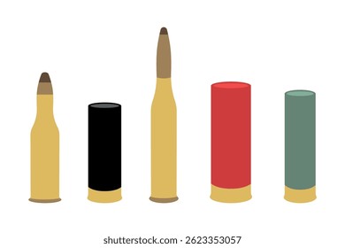 Various Bullet and Cartridge Types Vector Illustration. Useful for educational and informational purposes.