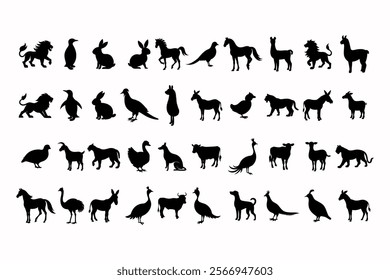 various bundle of wildlife silhouette animals