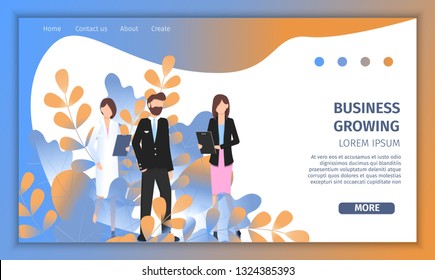 Various Business Character Growth Success Solution. Professional Manager Woman Growing as Leader. Female Doctor and Pilot Man Pose for Progress Banner Flat Cartoon Vector Illustration