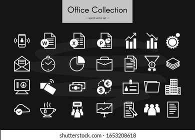 Various business, financial, office and web icons. Chalkboard style vector collection.