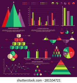 Diversos elementos infográficos de negocios para sus informes profesionales y presentación de datos financieros.