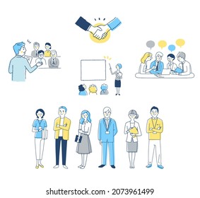 Various business scene illustration set