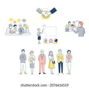 Various business scene illustration set