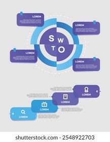 Vários infográficos de elementos da Web de negócios