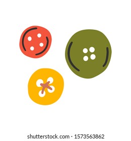 various buttons doodle. Hand drawn illustration. Craft drawn isolated element. Vector clip art, good as icon or logotype
