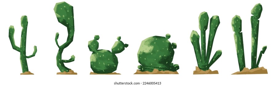 various cactus plant vector in modern flat style