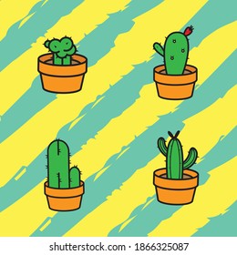 various cactus, set cute cactus