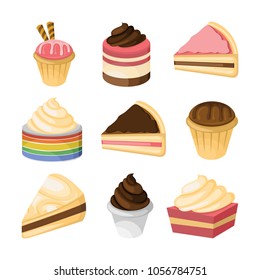 Various Cake And Sweet Illustration Design Set