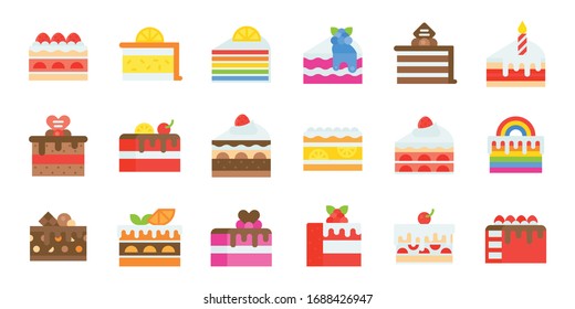 Various cake vector illustration set, flat style icon