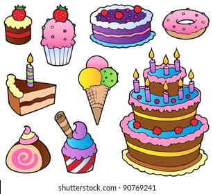 Various cakes collection 1 - vector illustration.