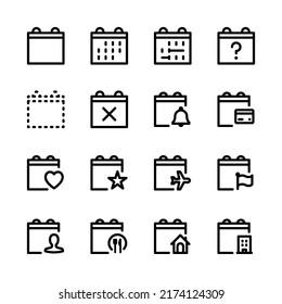 various calendar GUI icons set