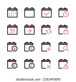 various calendar GUI icons set