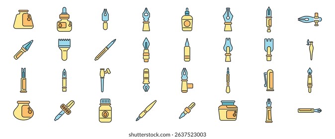 Various calligraphy equipment including pens, nibs, and ink bottles, perfect for calligraphy enthusiasts and professional calligraphers