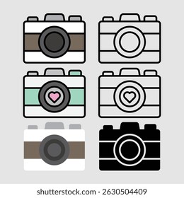 Various camera icon vector illustrations
