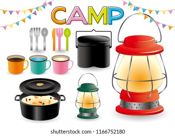 Various camping tools set
