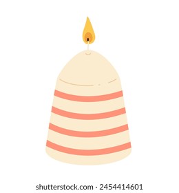 Various Candles. Different shapes and sizes. Pillar, jar candle, square, container candle, heart shaped. Decorative wax candles for relax and spa. Matches, candle snuffer. Hand drawn Vector set