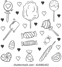 Various candy doodle style hand draw