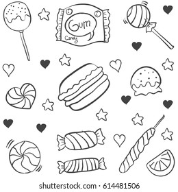 Various candy hand draw doodle style