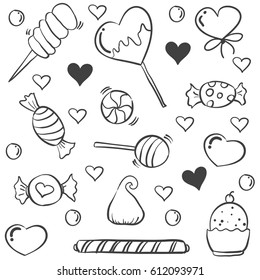 Various candy sketch doodle style