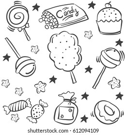 Various candy sketch of doodle style