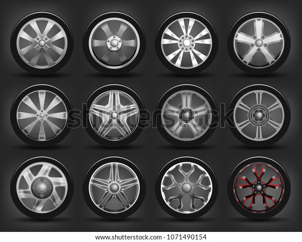 Various car disks with\
tires