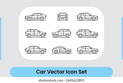 Various Car Types Outline Vector Set