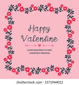 Various card happy valentine day, with unique leaf flower frame ornate. Vector