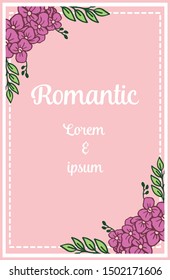 Various card romantic, with design element purple flower frame. Vector