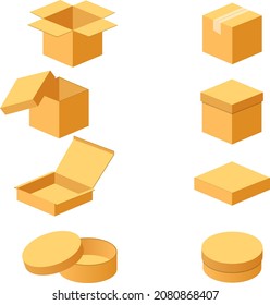 various cardboard box in open mode and closed mode by vector design