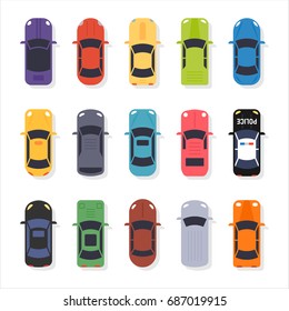 various cars top view vector illustration flat design